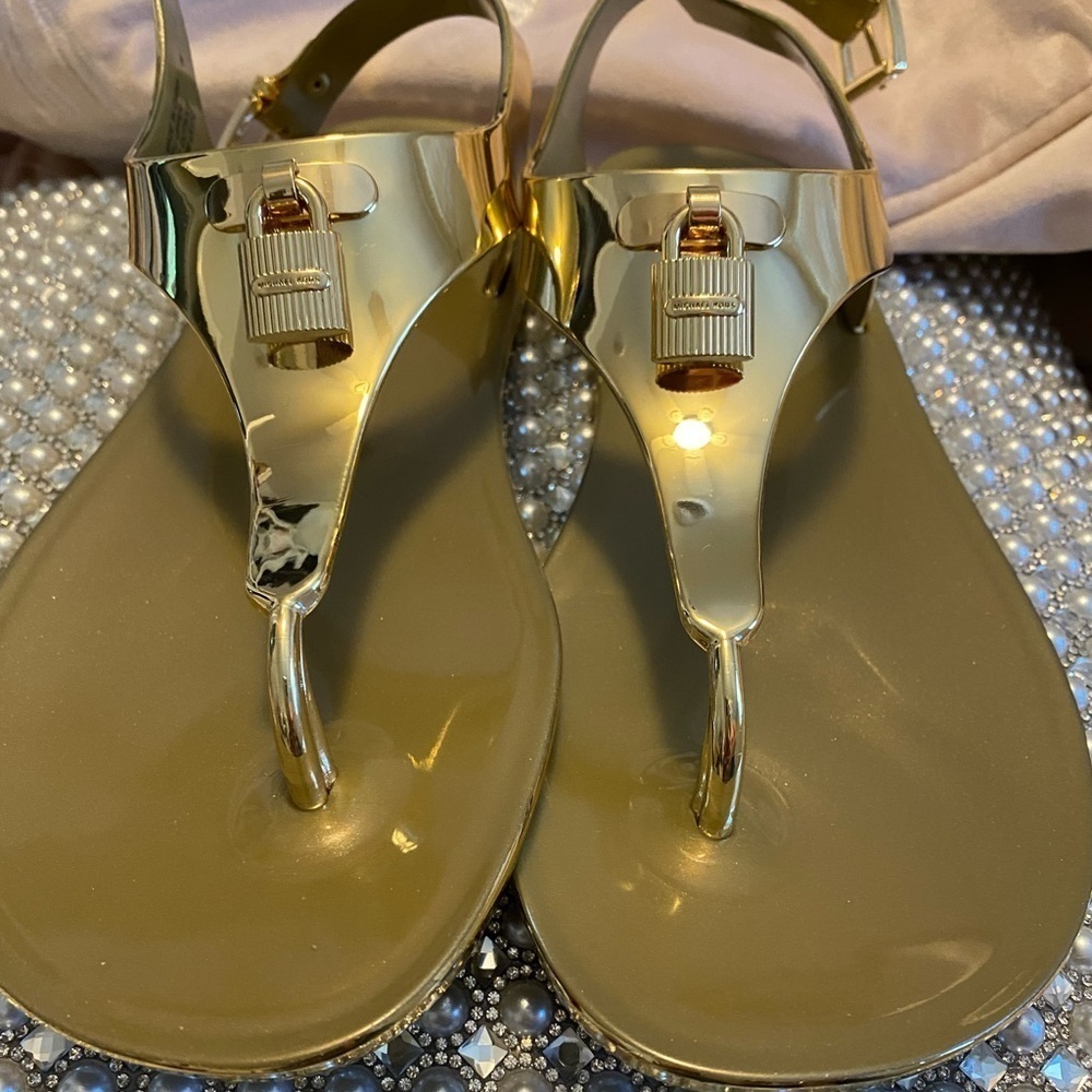 Michael Kors Mira Gold Jelly Sandal